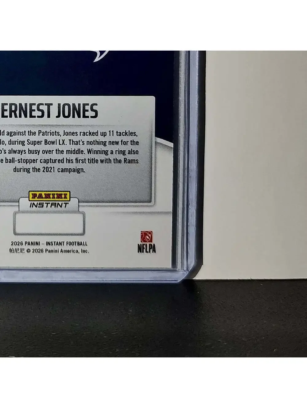 Ernest Jones 2026 Panini NFL Super Bowl LIX Champions #20 Card Seattle Seahawks
